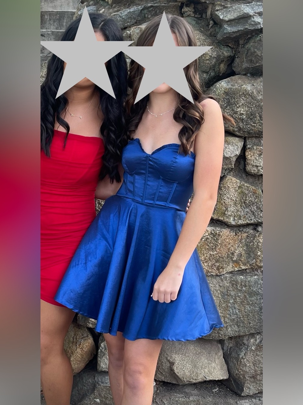 B Darlin Royal Blue Strapless Bustier Dress Homecoming